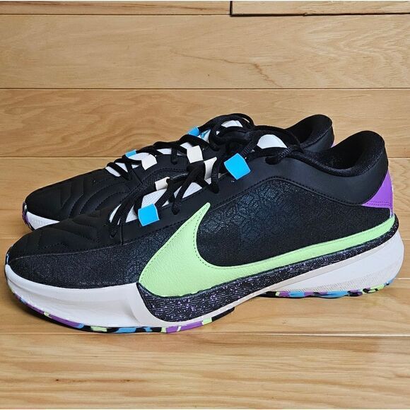 Nike Zoom Freak 5 Black Green Purple Made In Sepolia Basketball Shoe DX4985-002 - Picture 6 of 10